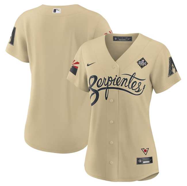Womens Arizona Diamondbacks Blank Gold 2023 World Series City Connect Stitched Jersey(Run Small) Dzhi